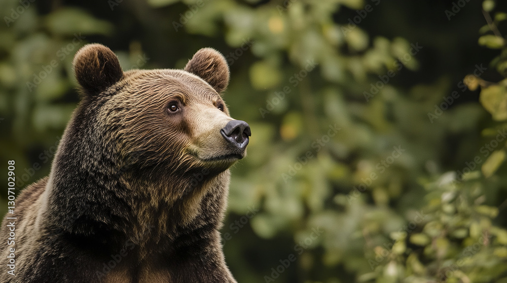 Obraz premium Bear gazing into distance, poised and powerful in nature