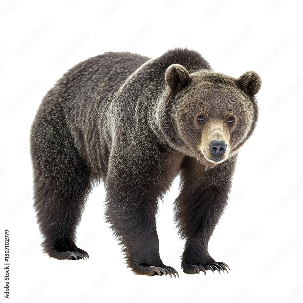 Fototapeta premium Realistic bear standing on white background