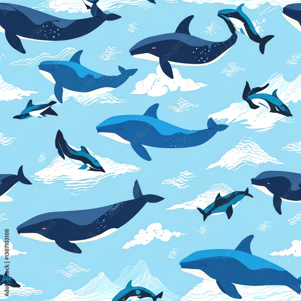 Whimsical Whales and Dolphins Soaring Through a Dreamy Sky Whimsical Whales and Dolphins Soaring Through a Dreamy Sky