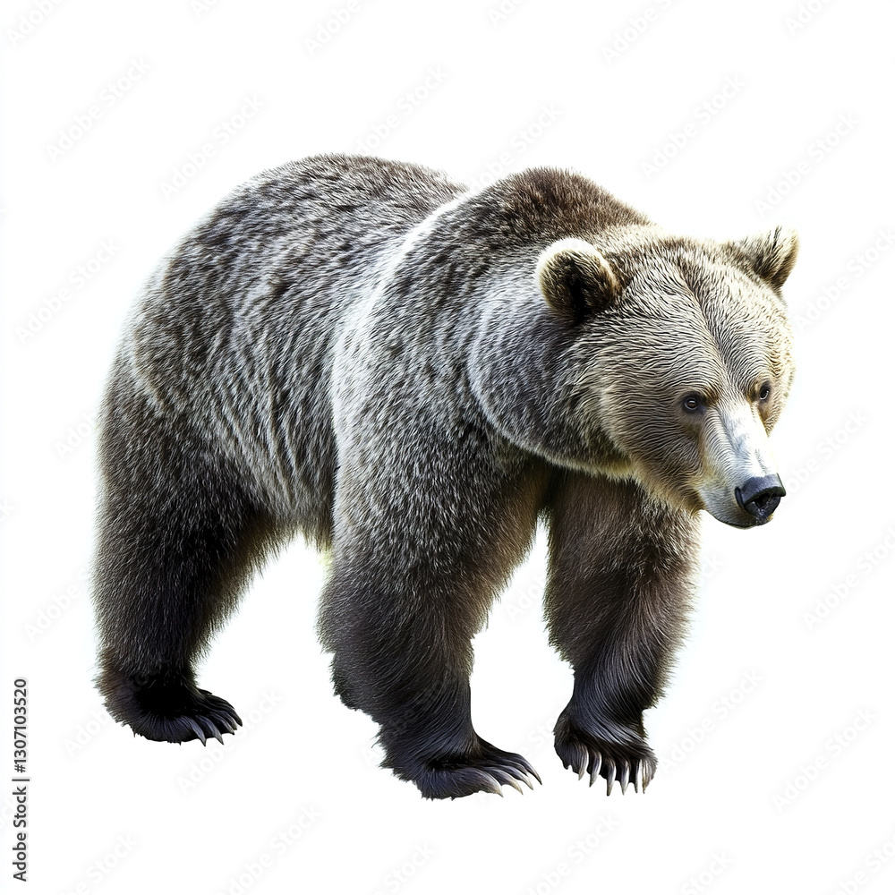 Fototapeta premium bear stands isolated on white background