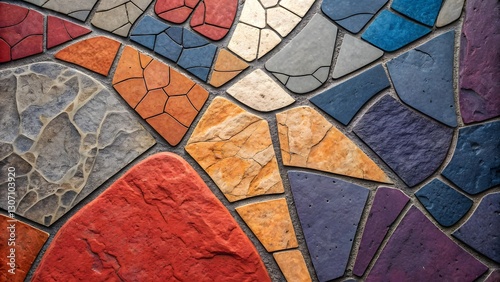 Abstract Mosaic Colorful Stone Fragments in Dynamic Geometric Design V7