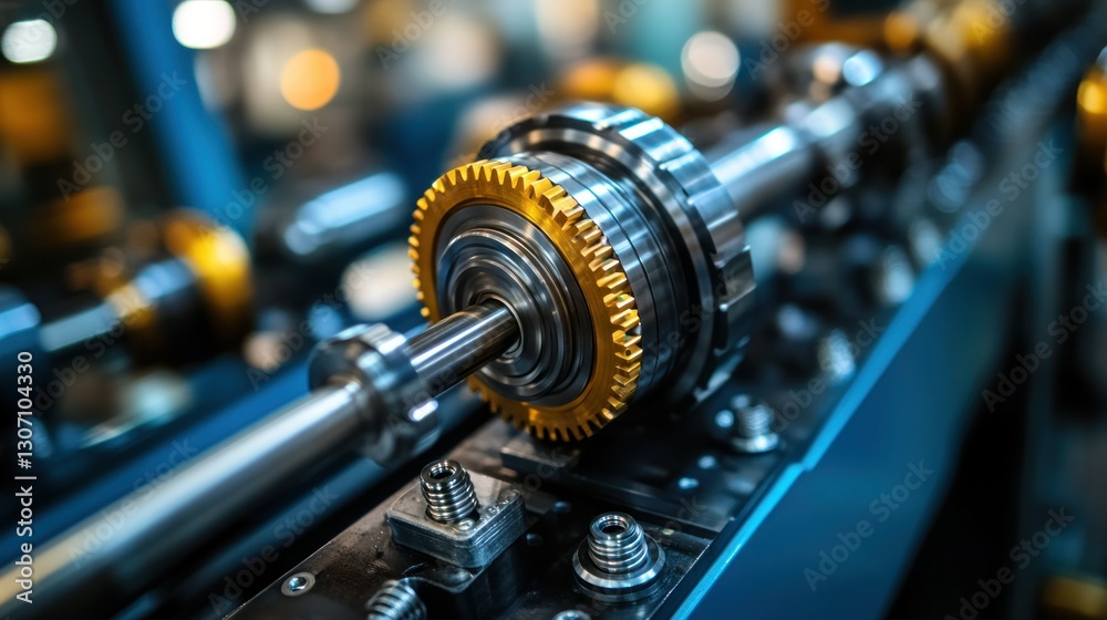 Naklejka premium Industrial machine gears in motion