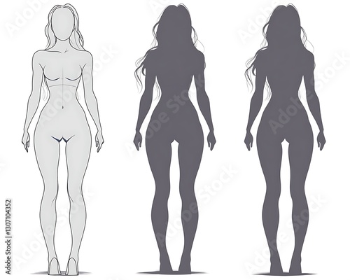 Female Figure Reference, Three Views