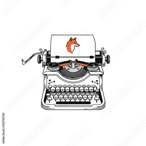 Typewriter with Fox Emblem