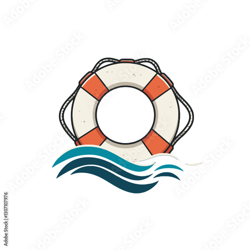 Lifebuoy Above Ocean Waves