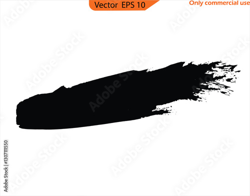 Vector illustration of a brush. Black ink line, grunge brush strokes