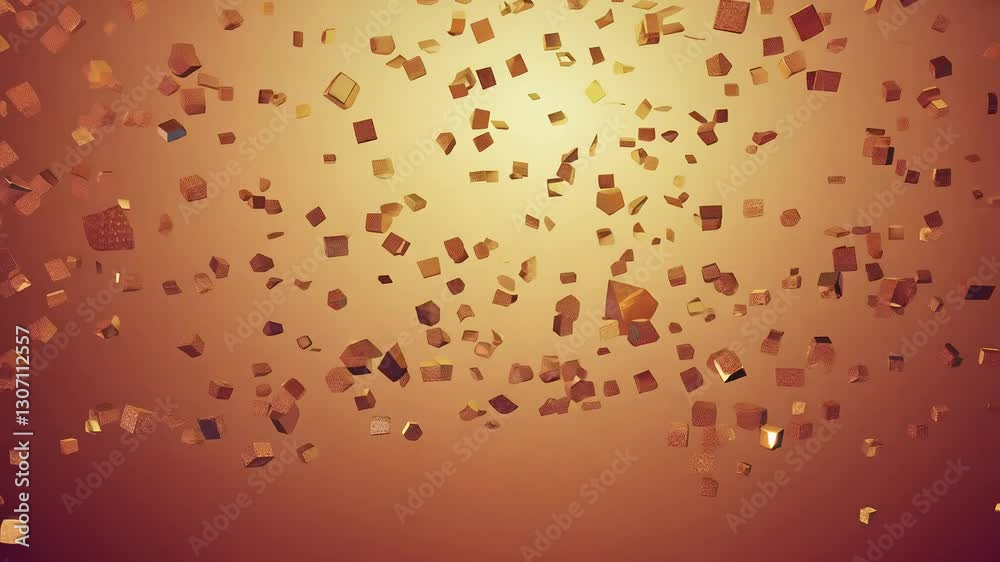 Tilt video to reveal glitchy digital rain with a gradient of warm hues, cubic fragments cascade like falling rain in rhythmic motion Tilt video to reveal glitchy digital rain with a gradient of warm hues, cubic fragments cascade like falling rain in rhythmic motion