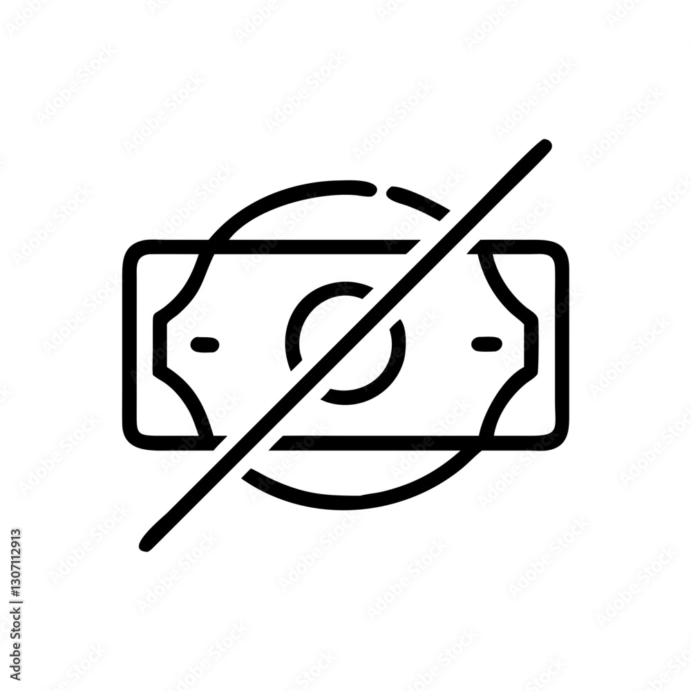 No Cash Icon Vector Illustration No Cash Icon Vector Illustration