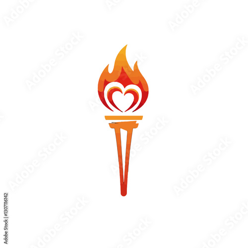 Flaming Heart Torch Minimal Logo Design