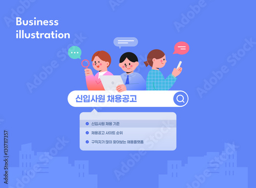 Business people teamwork flat cute laptop illustration