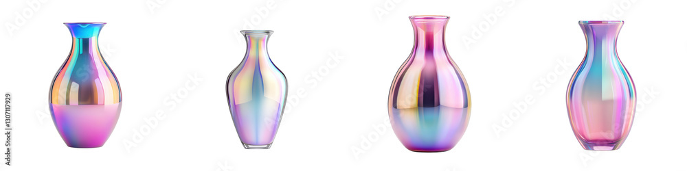 Exquisite iridescent glass vase with mesmerizing prism like reflections