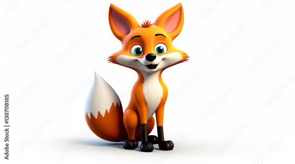 Playful cartoon fox with big eyes and a fluffy tail Playful cartoon fox with big eyes and a fluffy tail
