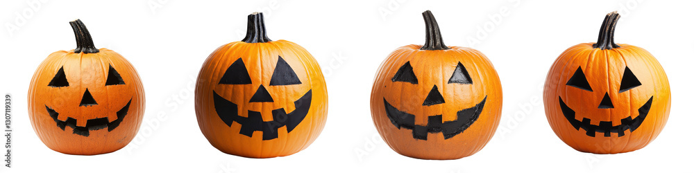 Cheerful Jack o Lanterns in Autumn Celebrating Halloween Holiday Carved orange pumpkins with happy smiling faces glowing in the dark Festive seasonal for October tradition and harvest Cheerful Jack o Lanterns in Autumn Celebrating Halloween Holiday Carved orange pumpkins with happy smiling faces glowing in the dark Festive seasonal for October tradition and harvest
