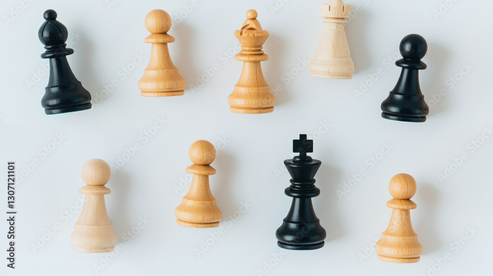 Growth Hacking Strategies for Rapid Business Expansion, Chess pieces on white background, strategic arrangement Growth Hacking Strategies for Rapid Business Expansion, Chess pieces on white background, strategic arrangement