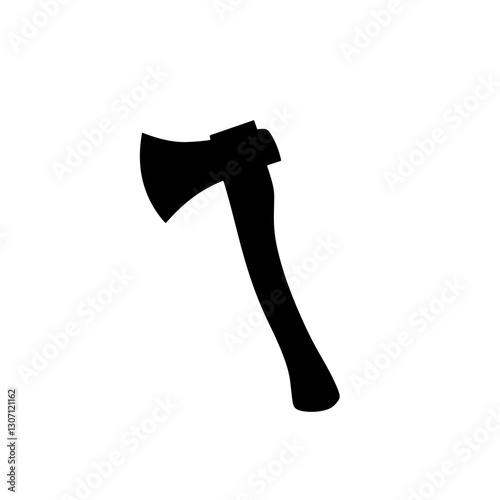 Black axe silhouette isolated on white background. Axe icon vector illustration.