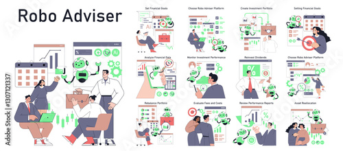 Robot Adviser. Flat Vector Illustration
