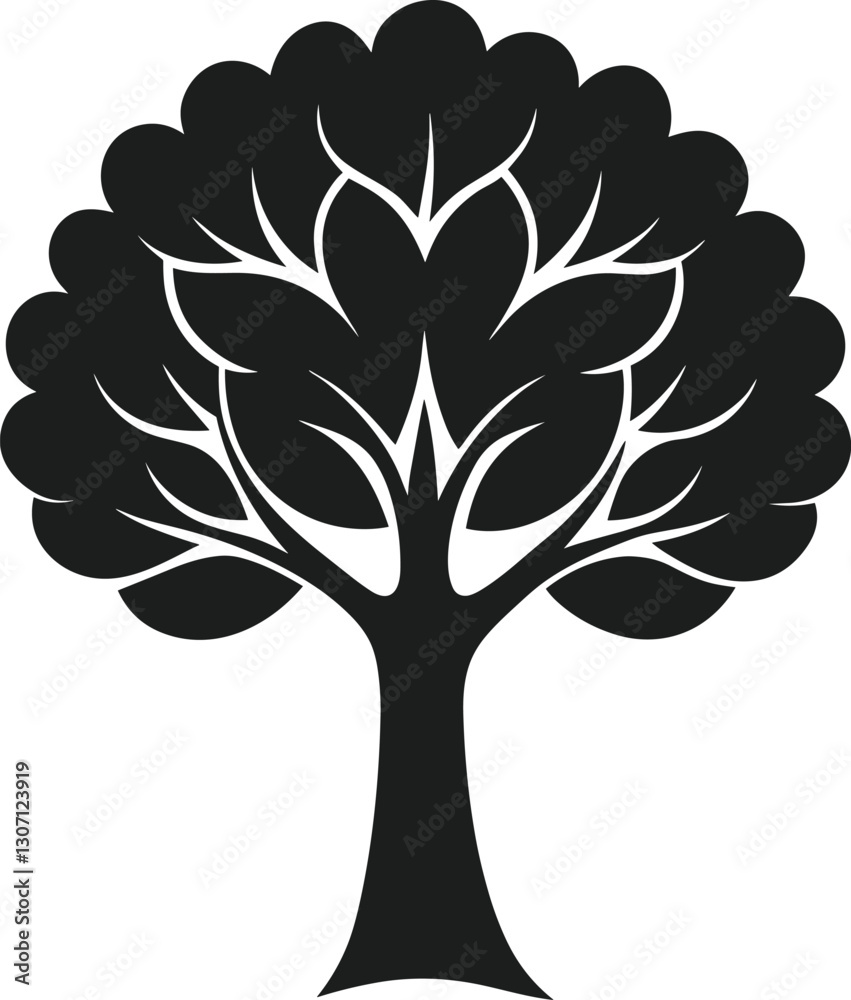 Fototapeta premium Stylish Tree Silhouette Vector - Modern Nature Illustration