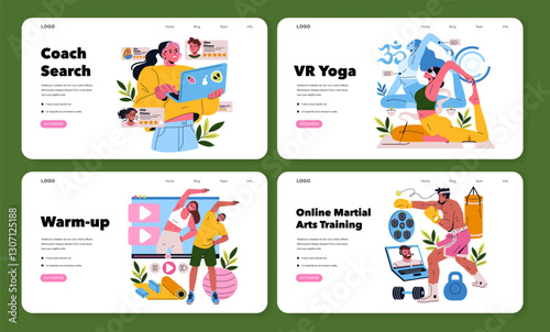 Remote Personal Training. Flat Vector Illustration