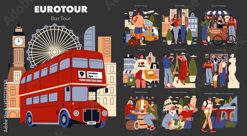Eurotour. Flat Vector Illustration