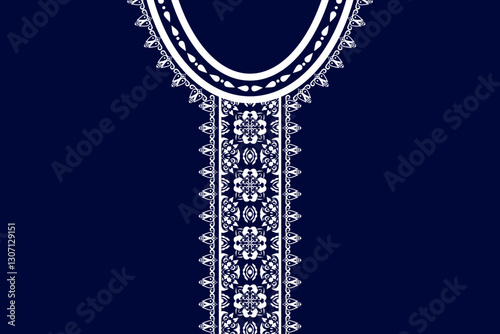 Ethnic neckline flower pattern background. traditional style. decoration, textile, fabric, clothing.
