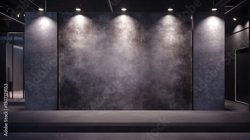 Empty modern concrete display area with spotlights.