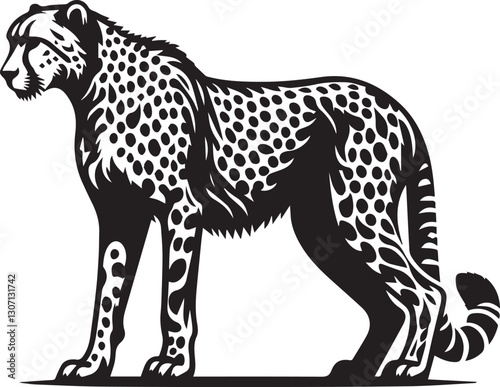Wallpaper Mural vector illustration of a cheetah, cheetah silhouette vector, cheetah logo, cheetah silhouette vector black and white full body Torontodigital.ca
