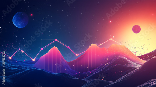 growth chart with dynamic uplift arrow reflecting financial progression showing business success revenue increase and analytics trend concept visualization scene