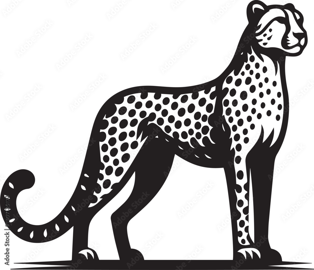 Fototapeta premium vector illustration of a cheetah, cheetah silhouette vector, cheetah logo, cheetah silhouette vector black and white full body