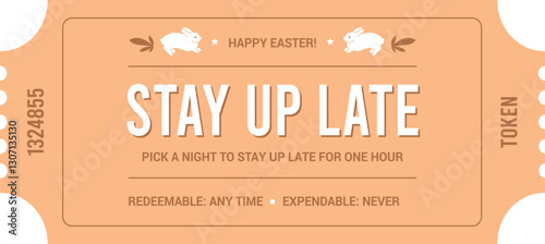 Easter coupon or ticket for egg hunt vector illustration
