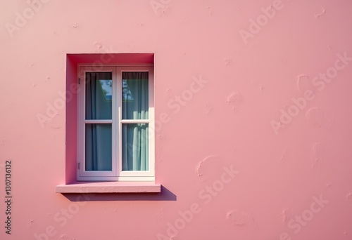 Pink Plaster Wall with a Small Window  High-Resolution Background Texture with Customizable Colors and Copy Space for Graphic Design  
