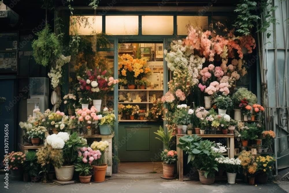 Fototapeta premium Flower shop plant architecture arrangement.