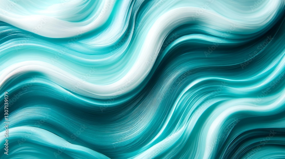 Obraz premium Cool teal and mint waves, minimalistic and refreshing with glossy flowing highlights