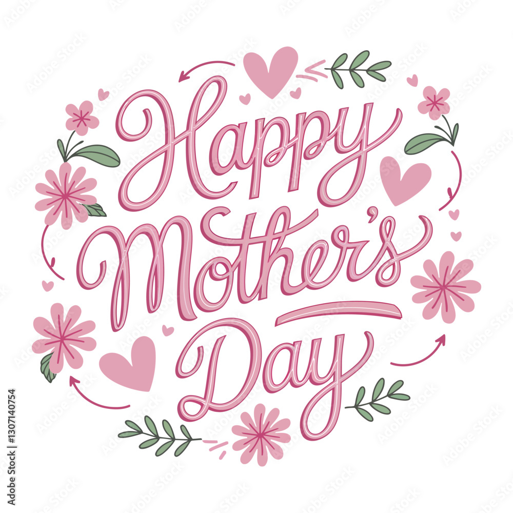 Obraz premium Happy mother's day text vector design