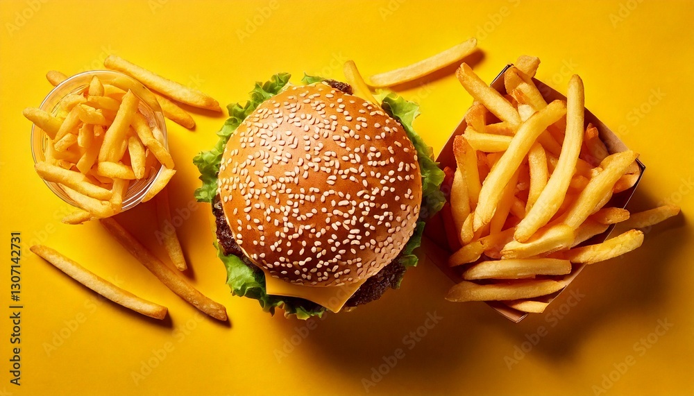 hamburger on color background