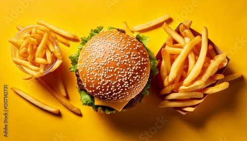 Obraz na płótnie hamburger on color background w salonie