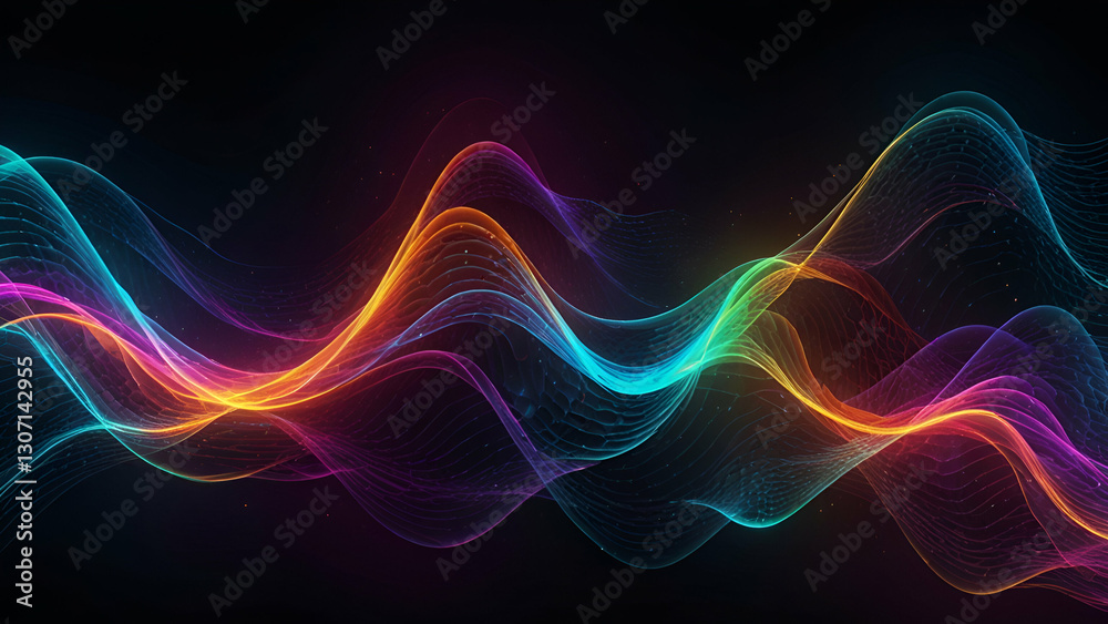 custom made wallpaper toronto digitalVibrant Waveforms on Dark Background Flowing Colorful Lines Representing Energy Sound and Digital Data in a Dynamic Abstract Composition
