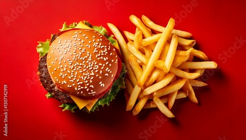 Obraz na płótnie hamburger on color background w salonie