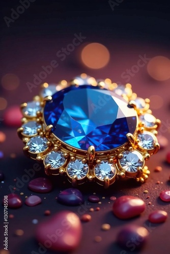 Dazzling diamond and sapphire encrustation on gold, gemstones, treasure, valuable