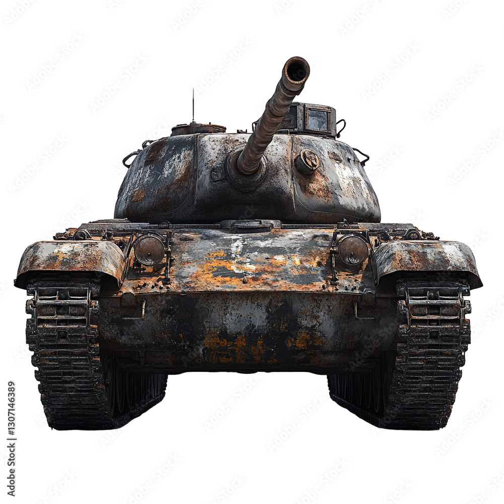 Obraz premium A rusted tank isolated on white.