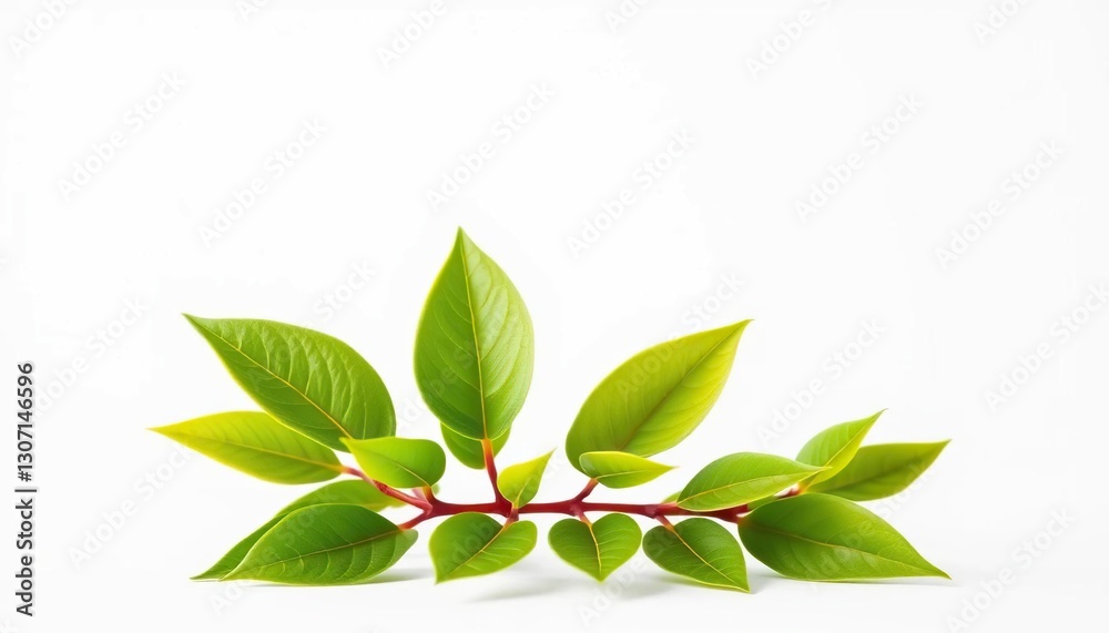 Single vibrant green plant, isolated on pure white, tropical, ecology Single vibrant green plant, isolated on pure white, tropical, ecology
