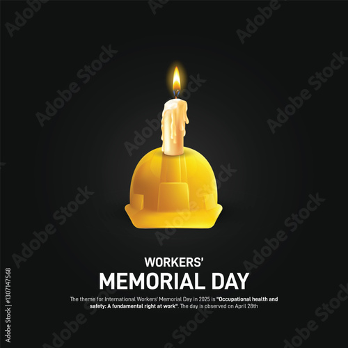 workers’ memorial day. workers’ memorial day concept banner, poster, social media post, background, backdrop, template, greetings card, web banner, cover design etc. Occupational health and safety.