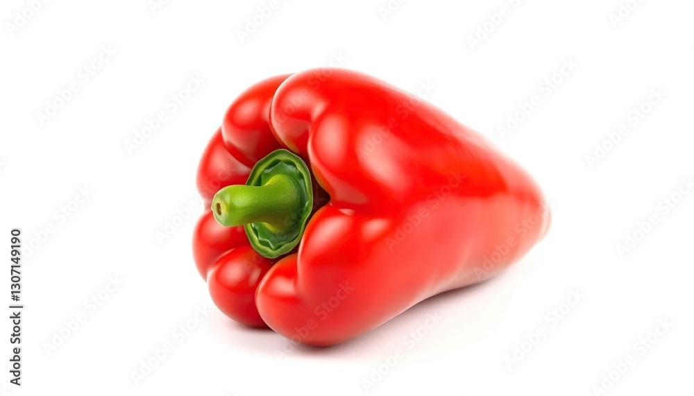 Single vibrant red bell pepper, isolated on pure white background, produce, visual Single vibrant red bell pepper, isolated on pure white background, produce, visual