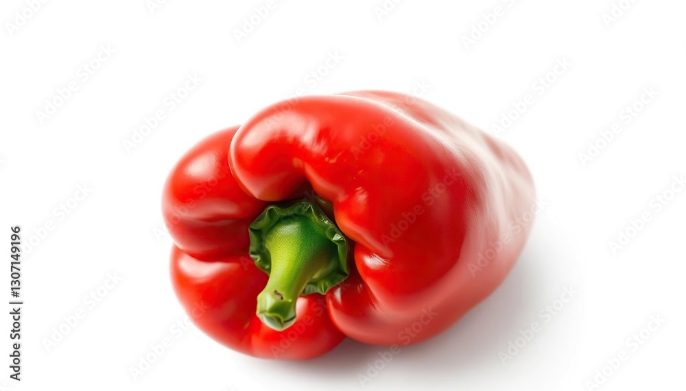 Single vibrant red bell pepper, isolated on pure white background, raw, studio shot Single vibrant red bell pepper, isolated on pure white background, raw, studio shot