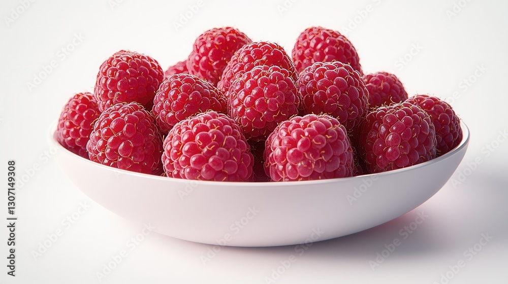 Fresh Raspberries in White Bowl Fresh Raspberries in White Bowl