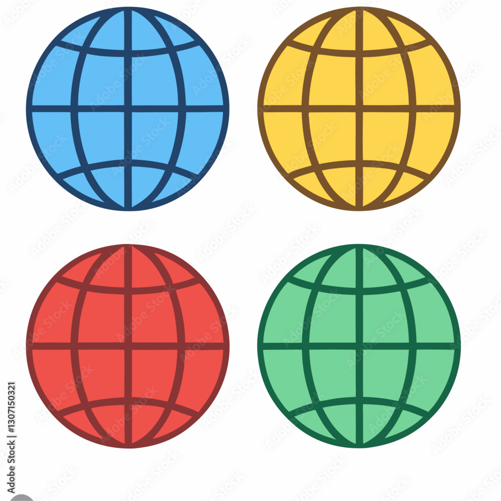Obraz premium Globe Grids Multiple Colours Set vector illustration