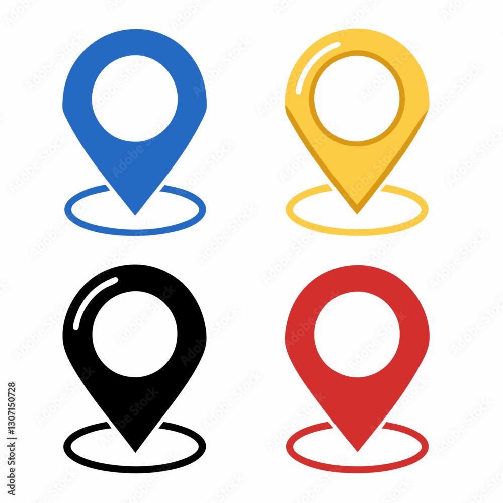 Location Pins Set of Four Multiple Colours vector illustration Location Pins Set of Four Multiple Colours vector illustration