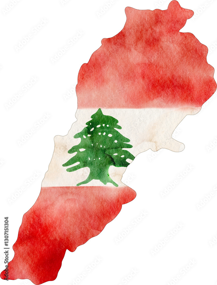 Fototapeta premium watercolor lebanon map