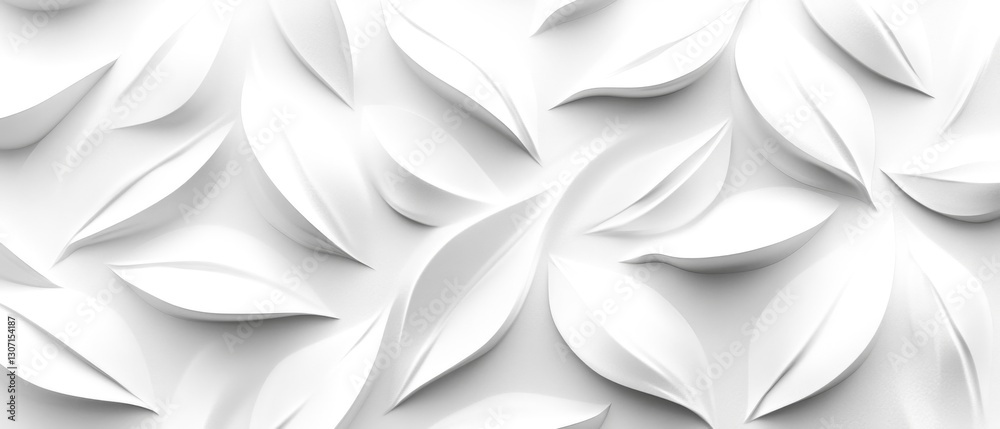 Fototapeta premium White geometric leaves 3d tiles texture Background banner panorama