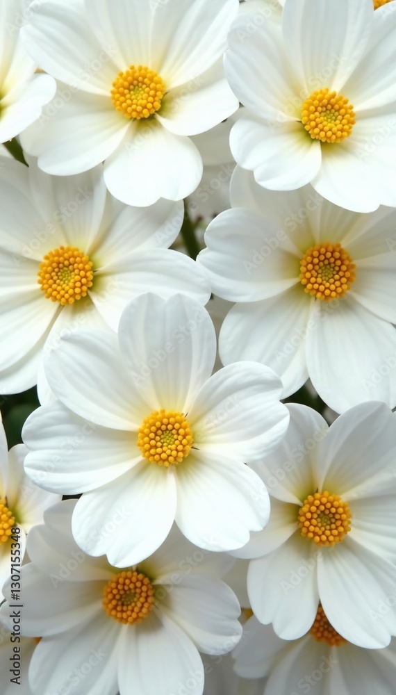 Obraz premium White petals with golden centers in a flower arrangement, white, arrangement, floral