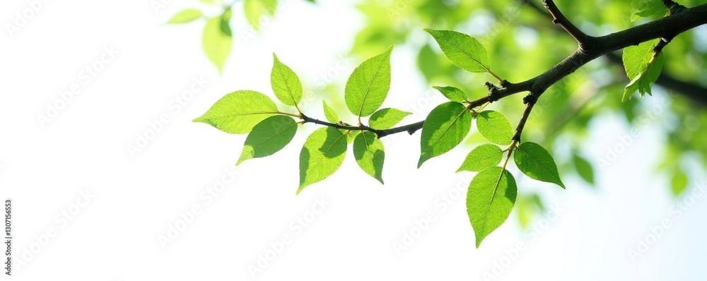 Single branch of a tree with intricate bark on white background, growth, details Single branch of a tree with intricate bark on white background, growth, details